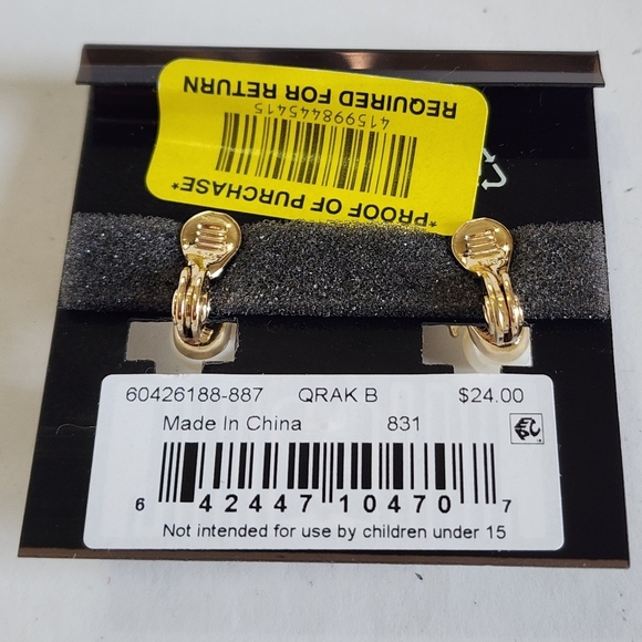 NWT Anne Klein Pearl & Imitation Diamonds Clip-On Earrings Set In Gold - Picture 3 of 12